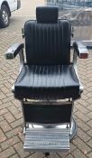 1 x BELMONT Original BARBERS CHAIR Featuring the Black Faux Leather Upholstery, Headrest, Footrest