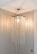 1 x Contemporary Square Cascading Crystal Glass Chandelier Ceiling Light Fitting - Ref: VKH147 -