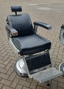1 x BELMONT Original BARBERS CHAIR Featuring the Black Faux Leather Upholstery, Headrest, Footrest