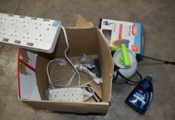 1 x Assorted Job Lot Including Multisocket Extention Plugs, Bissell Wash and Remove Oxy Action and V