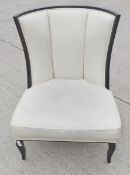 1 x White Leather Upholstered Wingback Barrel Chair - British Made By Warings of Norfolk - Ref: