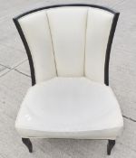1 x White Leather Upholstered Wingback Barrel Chair - British Made By Warings of Norfolk - Ref: