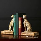Pair of Lakadema Leopard Bookends - Cream - Original Retail £80.00 - Ref: NA/A13228-1-30-1085-10/C7