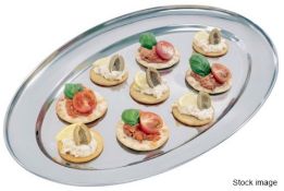 30 x Stainless Steel Oval Restaurant Serving Tray Platters - Dimensions (approx): 45 x 29cm -