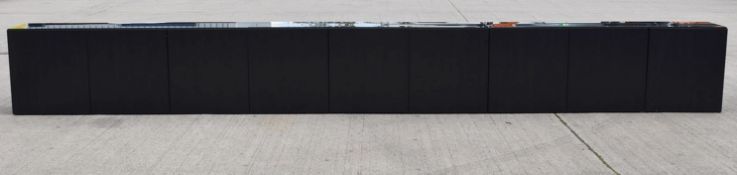 1 x IKEA Modular 3-section Sideboard in a Dark Wood Finish, Topped in Black Glass