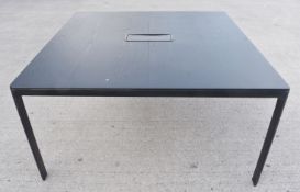 1 x Large Square 1.4-Metre Office Table in Black with Central Cable Port - Ref: VKH118 - CL942 -