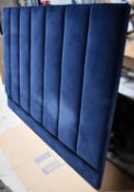 1 x Velvet Upholstered Super-Kingsize Headboard in Deep Blue - Ref: ALT102 - CL939 - NO VAT