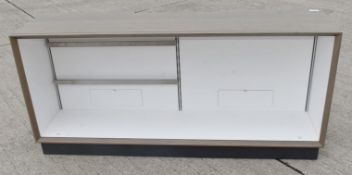 1 x Illuminated 1.6-Metre Retail Shop Display Unit with Cable Ports and Limed Oak-style Finish