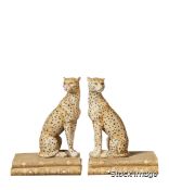 Pair of Lakadema Leopard Bookends - Cream - Original Retail £80.00 - Ref: NA/A13228-1-30-1085-10/C7