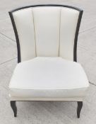 1 x White Leather Upholstered Wingback Barrel Chair - British Made By Warings of Norfolk - Ref: