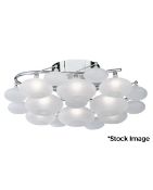 1 x Dulcie 8 Light Modern Semi-Flush Fitting Light With A Chrome Finish And Frosted Glass Pebble