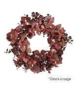1 x Faux Eucalyptus Wreath - Dark Brown/Burgundy - Original Retail £250.00 - Ref: NA/A17783-1-10-149