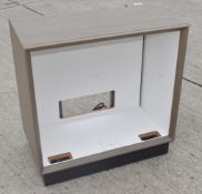 1 x Illuminated Retail Shop Display Unit with Cable Ports and Limed Oak-style Finish - Ref: HPS327/