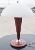 1 x L.G. PARIS Vintage-Style Deco Mushroom Table Lamp featuring a Wooden Base & Opal Glass Diffuser