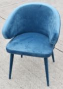 1 x EICHHOLTZ 'Cardinale' Luxury Mid-Century-Style Dining Chair, Richly Upholstered in Roche Teal