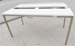 1 x Illuminated Retail Shop Display Table in White and Gold - Ref: HPS331/7684346/WH3 9-24 - CL987 -