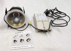 1 x ILLUXTRON Strada 100 Lv Cs White/Gold Dimmable Downlight - 1-10V 3750Lm 3000K 18Deg + Psu -