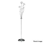 1 x Bellis 3 Light Floor Lamp In A Chrome Finish With Clear Glass Flower Shades - Original Retail £