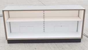 1 x Illuminated 1.6-Metre Retail Shop Display Unit with Cable Ports and Limed Oak-style Finish -