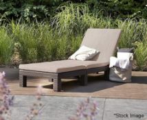 1 x ALLIBERT by KETER 'Daytona Deluxe' Ratan-style Sun Lounger with Adjustable Headboard and Cushion