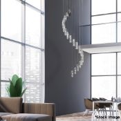 1 x Sculptured Ice 20 Light Dingle Dangle Pendant Light With A Chrome Finish - 1800mm(H) X 480mm(