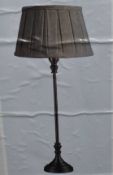 1 x Large Table Lamp In An Antique Bronze Finish With Brown Pleated Shade - Ref: K496/9013BZ - CL011
