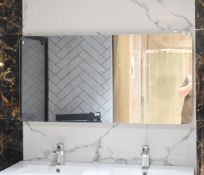 1 x Rectangular Bathroom Mirror with Curved Edges and Demister Feature - Size: 120 x 60 cms - Ex