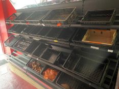 3 x Bays of Interlocking Retail Fruit and Veg Display Shelving with Baskets and Mirrored Tops - H210