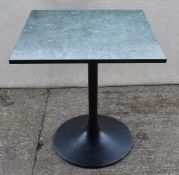 1 x Green Marble Top Restaurant Dining Table with a Black Tulip Pedestal Base - Dimensions: H74 x