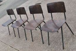 Set of 4 x Marko Eromes Vintage Style Dining Chairs Featuring Ebony Wooden Seats and Back Rests with