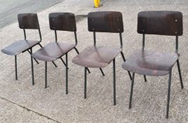 Set of 4 x Marko Eromes Vintage Style Dining Chairs Featuring Ebony Wooden Seats and Back Rests with