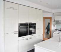 1 x SieMatic Tall Fitted Kitchen / Utility Storage Units Featuring a High Gloss Finish, Fridge Freez