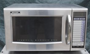 1 x Sharp 1000w Commercial Microwave Oven with a Stainless Steel Finish - Model R-21ATP