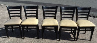 5 x Commercial Restaurant Chairs - Black Finish with Cream Seat Pads - Dimensions: H49/82 x W43 x