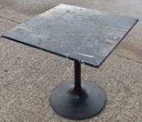 1 x Black Marble Top Restaurant Dining Table with a Black Tulip Pedestal Base - Dimensions: H74 x