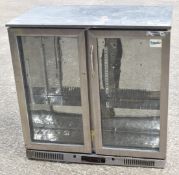 1 x Prodis Backbar Bottle Cooler Featuring a Mirrored Internal Finish and Silver Doors - Dimensions: