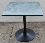 1 x Green Marble Top Restaurant Dining Table with a Black Tulip Pedestal Base - Dimensions: H74 x