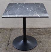 1 x Black Marble Top Restaurant Dining Table with a Black Tulip Pedestal Base - Dimensions: H74 x