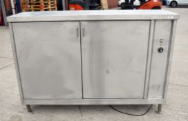 1 x Bridge Catering Stainless Steel Heated Warming Cabinet with Countertop Preparation Area