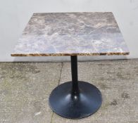 1 x Brown Marble Top Restaurant Dining Table with a Black Tulip Pedestal Base - Dimensions: H74 x