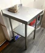 1 x Stainless Steel Prep Table with Undershelf - Dimensions: H90 x W60 x D60 cms