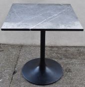 1 x Grey Marble Top Restaurant Dining Table with a Black Tulip Pedestal Base - Dimensions: H74 x W70