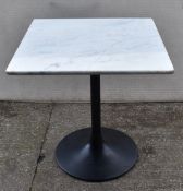 1 x White Marble Top Restaurant Dining Table with a Black Tulip Pedestal Base - Dimensions: H74 x