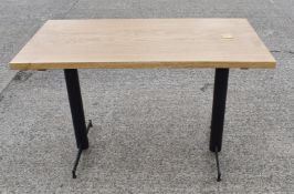 1 x Solid Oak Rectangular Restaurant Dining Table - Natural Rustic Knotty Oak Top With Black Cast