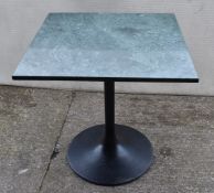 1 x Green Marble Top Restaurant Dining Table with a Black Tulip Pedestal Base - Dimensions: H74 x