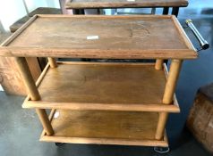 1 x Wooden Serving Trolley with Metal Handle - Ref: MTB 092 - CL940 - CL897 - Location: Essex,