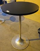 3 x Poser Bar Tables Featuring a Dark Wooden Top and Chrome Base - Dimensions: H111 x W68 cms - Ref: