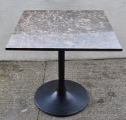 1 x Brown Marble Top Restaurant Dining Table with a Black Tulip Pedestal Base - Dimensions: H74 x