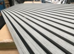 1 x Pallet Of Designer Acoustic Wall Panels With Grey Oak Veneer - 38 Panels - 2.4M X 0.6M Each -
