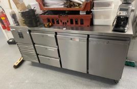 1 x Precision 1800mm Prep Counter Fridge with Three Drawers and Doors